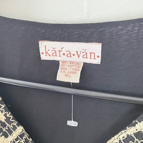 Karavan Boho Maxi Dress XL NWT Sheer Sleeves Gold Embroidery India Festival Goth - Picture 8 of 12